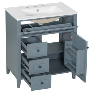 Modern Bathroom Vanity With Sink, 3 Drawers And Adjustable Shelf