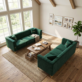 Upholstered 3 Seater Sofas Living Room Furniture (Set of 2)