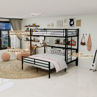 Bunk Bed With Built In Desk & Guardrail Frame