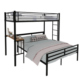 Bunk Bed With Built In Desk & Guardrail Frame