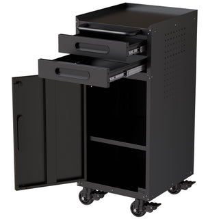 Rolling Tool Cabinet Heavy Duty Garage Storage With Lockable Doors & Drawers
