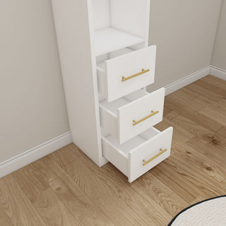 Tall Storage Cabinet With 3 Drawers For Bedroom - White