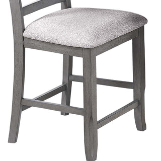 7 Piece Counter Height Dining Set With Storage Shelves, Table & 6 High Chairs - Gray