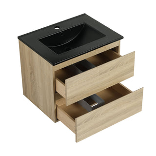 Wall Mounted Bathroom Vanity With Sink, 2 Soft Close Drawers