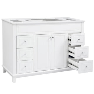 Bathroom Vanity Cabinet Only, 6 Soft Close Drawers & Double Doors - White
