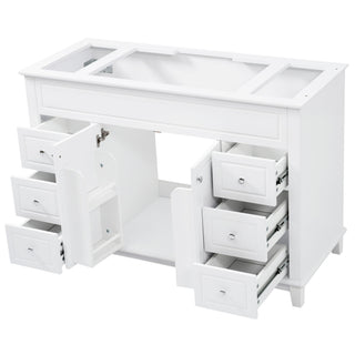 Bathroom Vanity Cabinet Only, 6 Soft Close Drawers & Double Doors - White