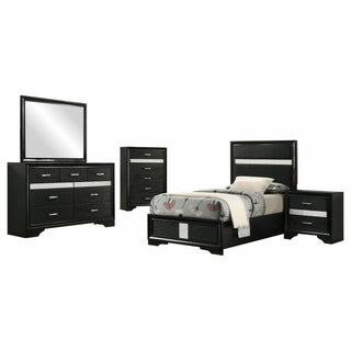 Modern Bedroom Set With Upholstered Headboard And Textured Storage