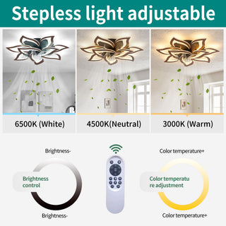 32" Flower Ceiling Fan With LED Dimmable Light, Low Profile Flush Mount Fan With Remote Control, 6 Speeds