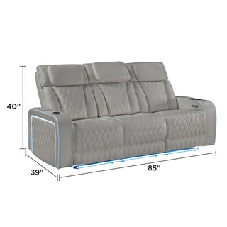 Electra - Power Reclining Sofa With Power Headrests, Drop Down Table, Reading Light, Massage, LED Lighting And USB Control