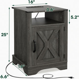 Farmhouse Nightstand, Charging Station & Storage