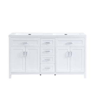 59.1" Minimalist Double Sink Bathroom Vanity With Top, Soft Close Doors & Drawers - White