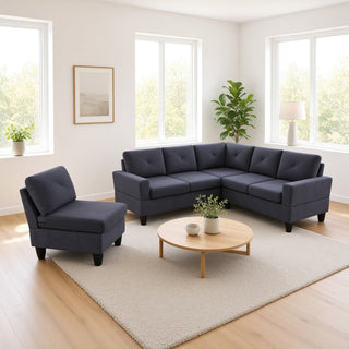Modular L - Shaped Sectional Sofa 6 Seater 4 Piece Couch With Chaise