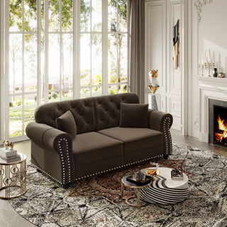 Upholstered Sofa Set With Nailhead Trim And Rolled Armrests, Includes Pillows