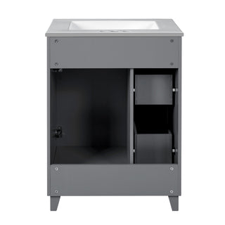 Transitional Style Bathroom Vanity Cabinet With Ceramic Sink