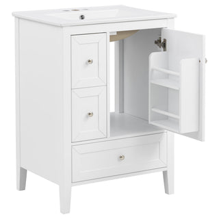Modern Bathroom Vanity With Sink, Soft Close Drawers & Door, Storage Rack