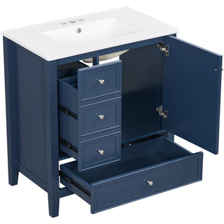 Modern Bathroom Vanity With Sink, 1 Cabinet & 3 Drawers