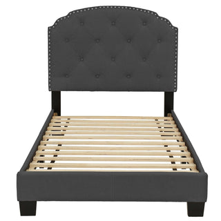 Button Tufted Bed With Nailhead Trim