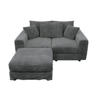 Convertible Deep Seat Sofa With Soft Pillows And Ottomans