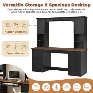 Farmhouse Computer Desk With Hutch