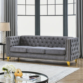 Upholstered Couch Sofa With Button Tufting For Living Room