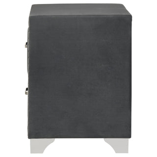 Upholstered 2 Drawer Nightstand With Accents