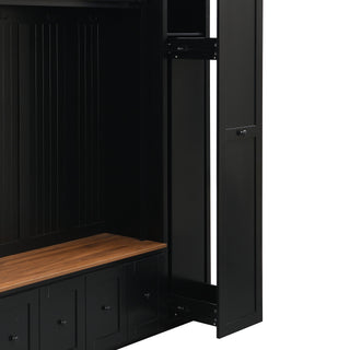 Entryway Hall Tree With Storage Bench, Coat Rack Shoe Bench With Cabinets