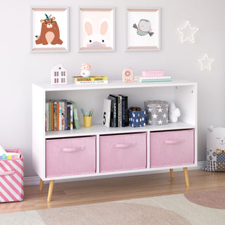 Bookcase With Collapsible Drawers, Book Display Organizer