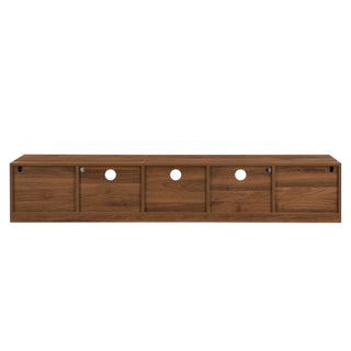 TV Stand With LED Lighting, Soft Closing Hinges, Cable Management - Walnut