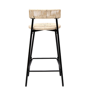 Boho Style Handwoven Paper Rope Counter Stools (Set of 2)
