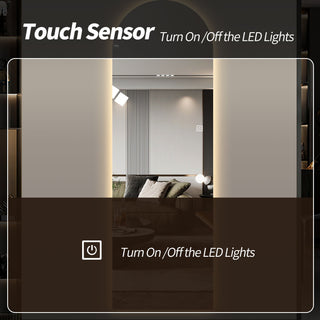 LED Full Length Wall Mirror With Symmetrical Arch Design, 3 Color Dimmable Lighting - Silver