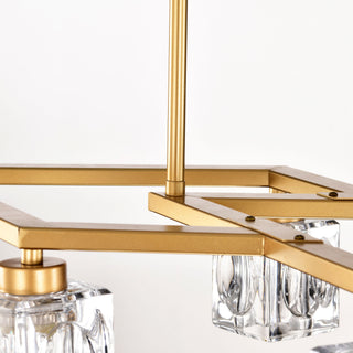 Crystal Chandelier For Dining Room, 8 Light Kitchen Chandelier Light Fixture Modern Metal Industrial Chandeliers For Farmhouse Entryway Living Room (8*G9 Bulbs Included) - Matte Gold
