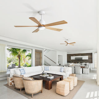 52" Ceiling Fan With Remote Control, Dimmable 3 Color Temperature LED Light, Quiet Reversible DC Motor