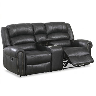 Power Reclining Loveseat With USB Port And Cup Holder Console - Black