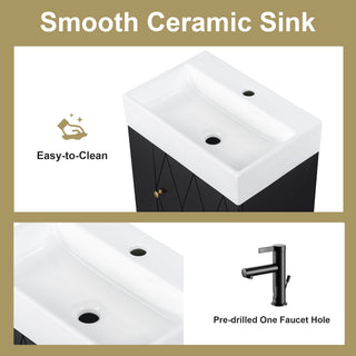 Modern Bathroom Vanity With Sink, Diamond Pattern Doors