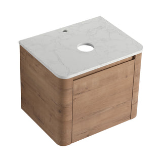24" Wall Mounted Bathroom Vanity With Soft Close Door, Excluding Sink - Imitative Oak