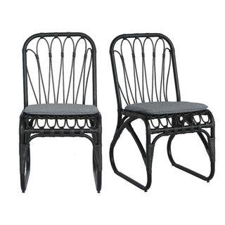 Outdoor Wicker Dining Chairs With Washable Cushion (Set of 2)