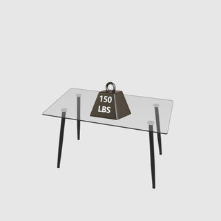 Modern Minimalist Rectangular Glass Dining Table With Tempered Glass Top Metal Legs, For 4 - 6 - Transparent