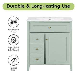 Modern Bathroom Vanity With Sink, 3 Drawers And Adjustable Shelf