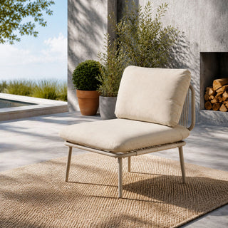 Modular Patio Armless Sofa Chair With Thick Cushion - Off White