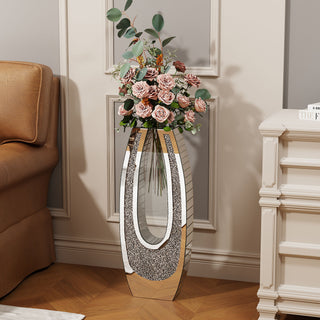 U - Shaped Floor Vase With Shattered Diamond Mirror Surface