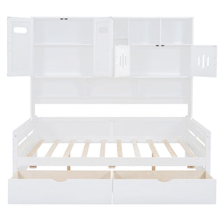 Daybed With All-In-One Cabinet And Shelf
