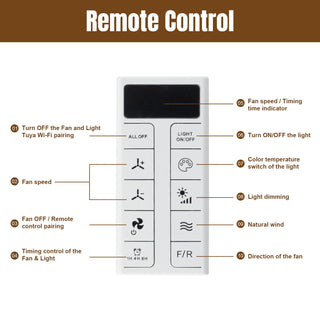 66" Ceiling Fan With Dimmable LED Light, 8 Blades, Smart Remote Control, Reversible DC Motor, For Home Office - Matte Black