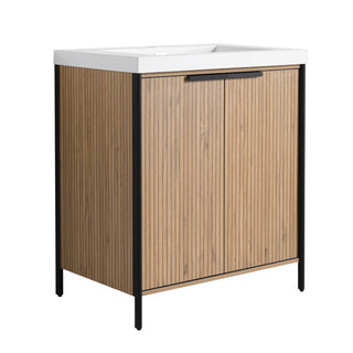 Modern Freestanding Bathroom Vanity With Resin Sink & Soft Close Cabinet Doors
