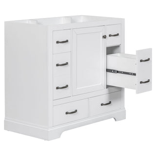 Modern Bathroom Vanity Base Only, 6 Drawer Storage With Adjustable Shelf