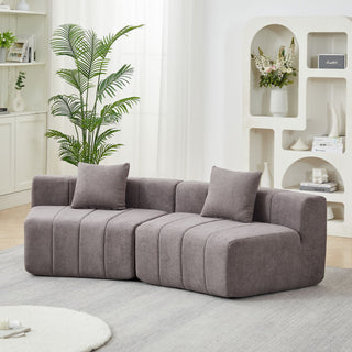 Curved Sectional Sofa With 2 Pillows For Living Room - Gray