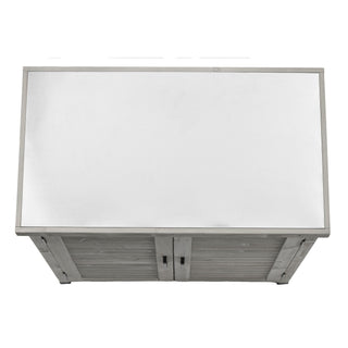 Potting Bench With Storage Cabinet And Metal Table Top For Outdoor