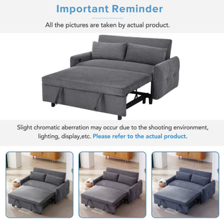 Pull-Out 2 Seat Modern Sleeper Sofa With 2 Throw Pillows And USB Ports