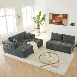 U - Shaped Sectional Sofa, Cup Holders & Side Pockets For Living Room