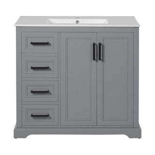 Bathroom Vanity With Sink, Soft Close Doors, Adjustable Shelf & 3 Drawers
