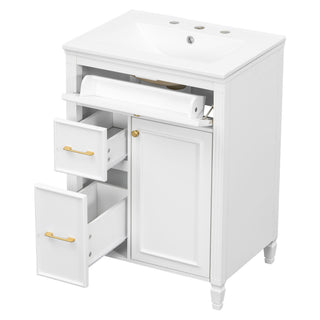 Freestanding Bathroom Vanity With Sink, Soft Close Door, Tip Out Drawer